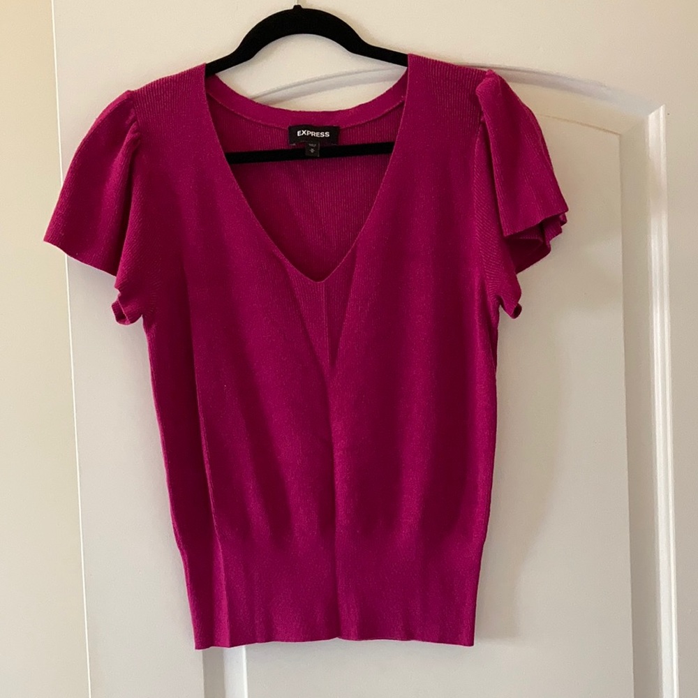 Express Fuchsia ruffle sleeve blouse